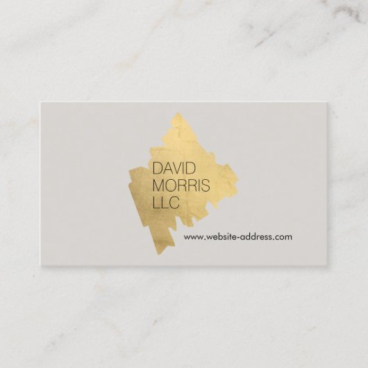 Carte De Visite Logo Luxe Abstrait Gold Brushstroke sur Tan (Devant)
