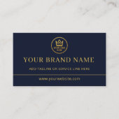 Carte De Visite Logo Luxe Bleu Or Code QR (Devant)