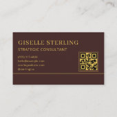 Carte De Visite Logo Luxe Bourgogne Or Code QR (Dos)