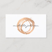 Carte De Visite Logo Luxe Faux Rose Gold Peint Cercle Designer (Devant)