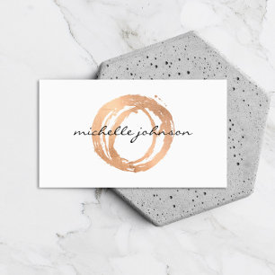 Carte De Visite Logo Luxe Faux Rose Gold Peint Cercle Designer
