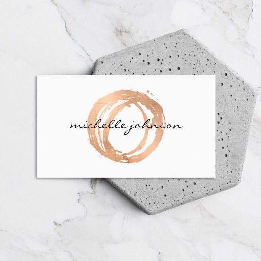 Carte De Visite Logo Luxe Faux Rose Gold Peint Cercle Designer