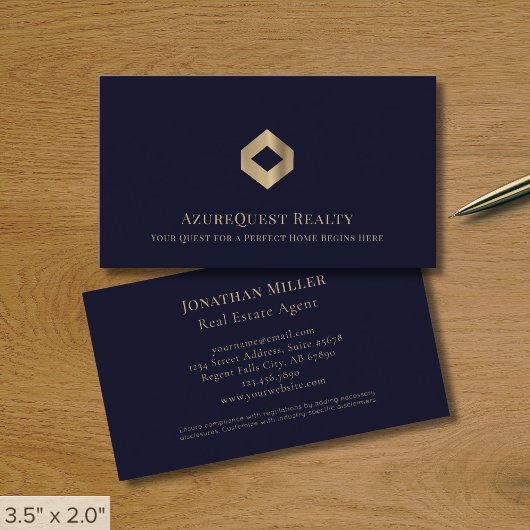 Carte De Visite Logo Luxe Professionnel Bleu