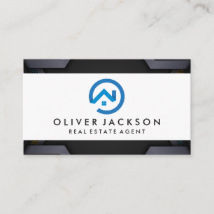 Carte De Visite Logo Maison Bleue Agent Immobilier
