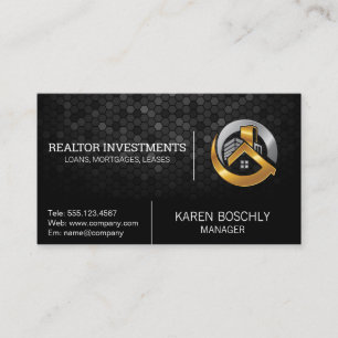 Carte De Visite Logo Maison et Bâtiment Or Argent