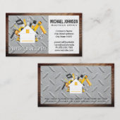 Carte De Visite Logo Maison et outils | Acier et bois (Devant / Derrière)