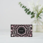 Carte De Visite Logo Mandala noir rose brillant (Debout devant)