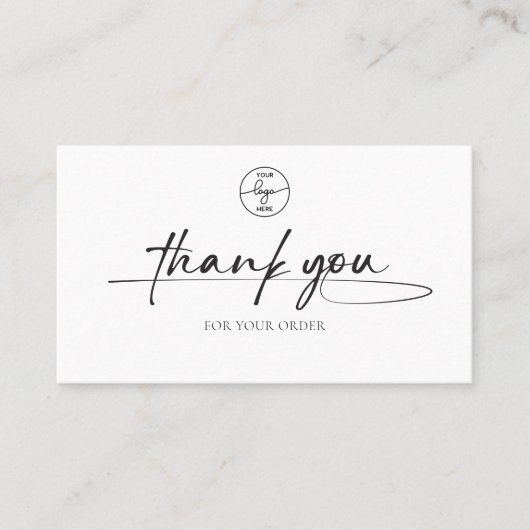 Carte De Visite Logo manuscrit du Merci client moderne (Devant)