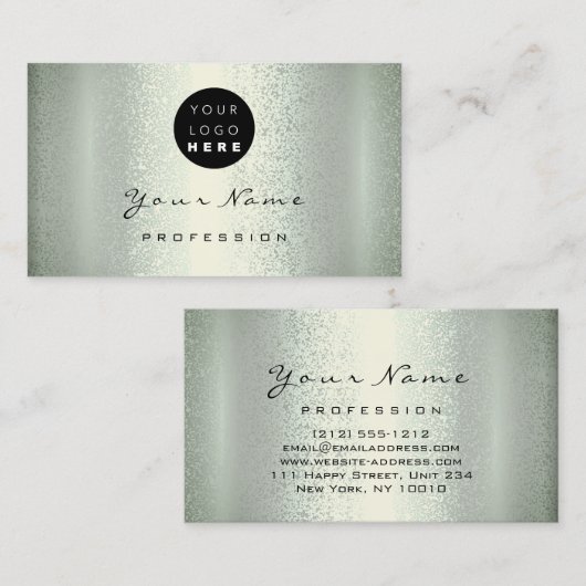 Carte De Visite Logo Maquillage Artiste Hair Nails Vert Mint Métal (Devant / Derrière)