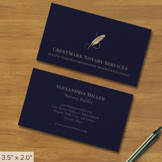 Carte De Visite Logo Marine Blue Gold Quill