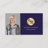 Carte De Visite Logo Marine & Gold - Agent immobilier moderne Phot (Devant)