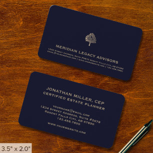 Carte De Visite Logo Marine moderne Blue and Gold Tree