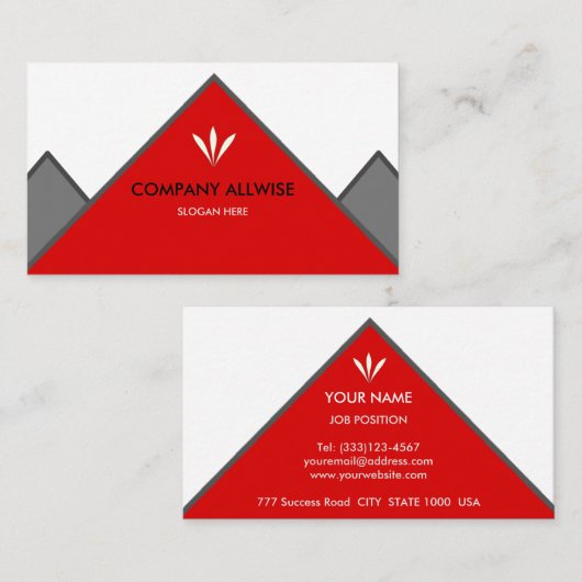 Carte De Visite Logo marqué rouge et blanc (Devant / Derrière)