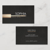 Carte De Visite Logo Mascara Artiste Maquillage Sur Faux Black Lin (Devant / Derrière)