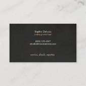 Carte De Visite Logo Mascara Artiste Maquillage Sur Faux Black Lin (Dos)