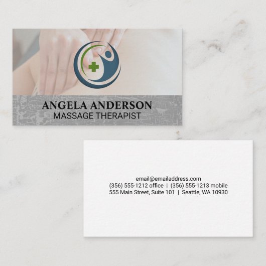 Carte De Visite Logo Massage de santé | Bien-être (Devant / Derrière)