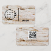 Carte De Visite Logo Médias sociaux QR Code menuiserie Wood Rustic (Devant / Derrière)