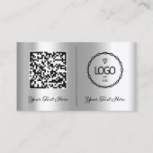 Carte De Visite Logo Médias sociaux QR Code Photo Silver Grey (Dos)