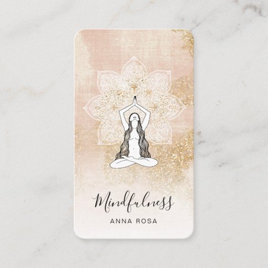 Carte De Visite *~* Logo Méditation QR Mindfulness Mandala Déesse (Devant)