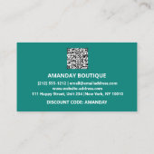 Carte De Visite Logo Merci QRCODE 10%OFF Code remise Turquoise (Dos)