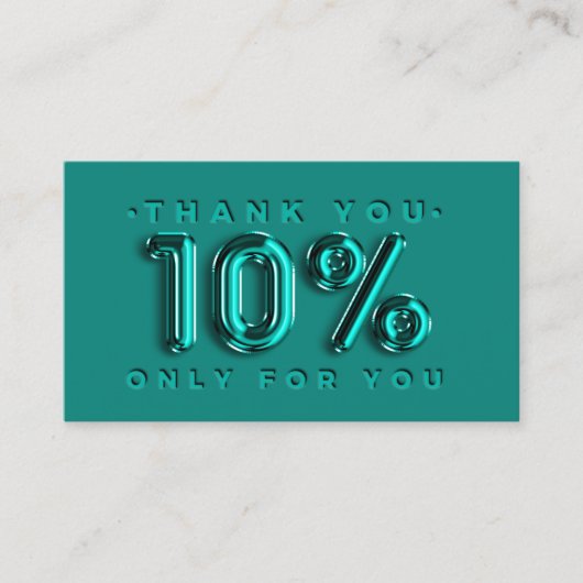 Carte De Visite Logo Merci QRCODE 10%OFF Code remise Turquoise (Devant)