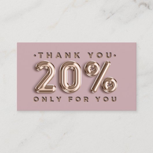 Carte De Visite Logo Merci QRCODE 20%OFF Code remise Gold (Devant)