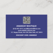 Carte De Visite Logo Merci QRCODE 30%OFF Code remise Marine (Dos)