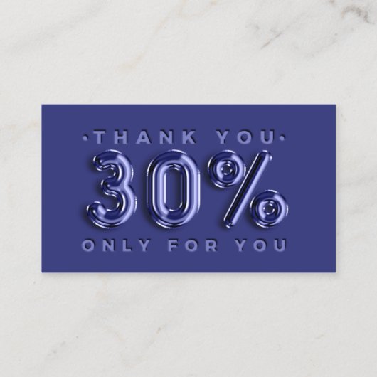 Carte De Visite Logo Merci QRCODE 30%OFF Code remise Marine (Devant)