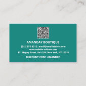 Carte De Visite Logo Merci QRCODE 40%OFF Code remise Turquoise (Dos)