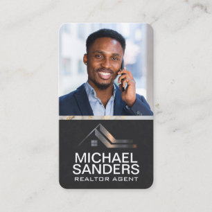 Carte De Visite Logo Métal Immobilier Homme d'affaires au téléph