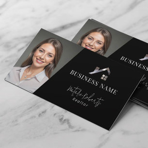 Carte De Visite Logo Métal Maison Immobilier Realtor Black Photo