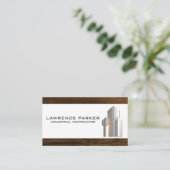 Carte De Visite Logo métallique des bâtiments | Découpe en bois (Debout devant)