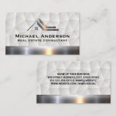 Carte De Visite Logo métallique immobilier | Arrière - plan géomét (Devant / Derrière)