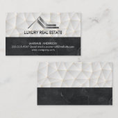 Carte De Visite Logo métallique immobilier | Géométrique | Marbre (Devant / Derrière)