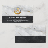 Carte De Visite Logo métallique immobilier | Marbre (Devant / Derrière)