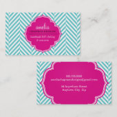 Carte De Visite LOGO mignon gros motif rose turquoise (Devant / Derrière)