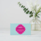 Carte De Visite LOGO mignon gros motif rose turquoise (Debout devant)