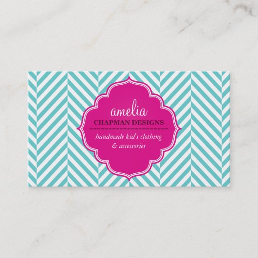 Carte De Visite LOGO mignon gros motif rose turquoise (Devant)