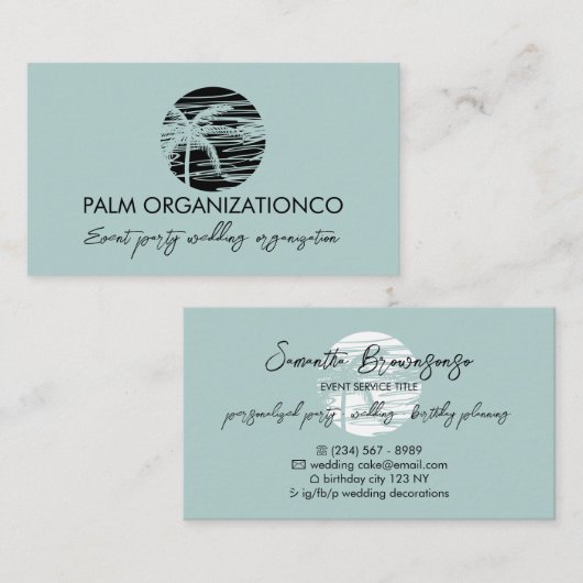 Carte De Visite Logo miniature Tropical Palm Tree (Devant / Derrière)