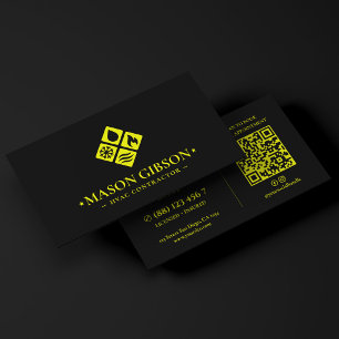 Carte De Visite Logo minimal de contracteur HVAC jaune citron noir