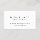 Carte De Visite Logo minimal de la colonne vertébrale Chiropractor (Dos)