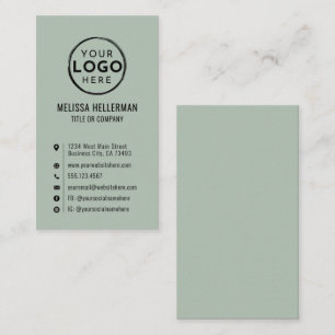 Carte De Visite Logo Minimal Moderne Vertical Vert Sauge