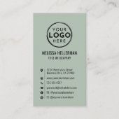 Carte De Visite Logo Minimal Moderne Vertical Vert Sauge (Devant)