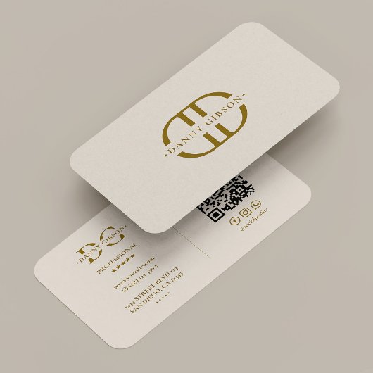Carte De Visite Logo minimal monogramme initiale sable professionn