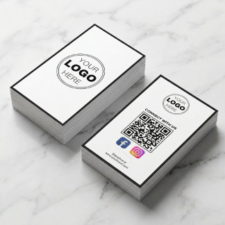 Carte De Visite Logo minimaliste Code QR noir et blanc moderne