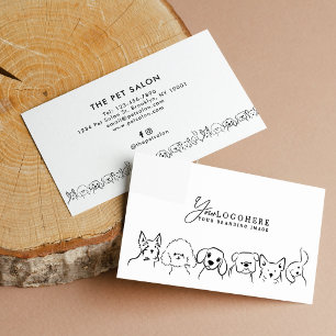 Carte De Visite Logo minimaliste de chiens mignons pour propriétai