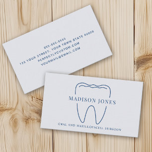 Carte De Visite Logo minimaliste de dentiste bleu de classe Modern