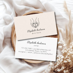 Carte De Visite Logo minimaliste des mains de bébé - Doula de nais