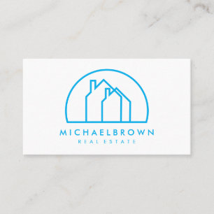 Carte De Visite Logo Minimaliste Deux Maisons Demi-Cercle