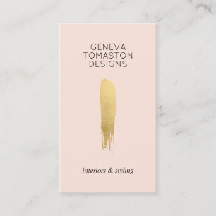 Carte De Visite Logo minimaliste Gold Brushstroke Designer Rose